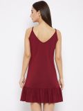Maroon Cotton Knitted Women's Baby Doll Nightdress