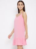 Pink Cotton Knitted Women's Baby Doll Nightdress