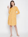 Yellow Printed Rayon Women's Nightdress