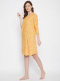 Yellow Printed Rayon Women's Nightdress
