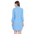 Blue and White Floral Printed Rayon Women's Sleepshirt