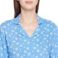 Blue and White Floral Printed Rayon Women's Sleepshirt