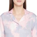 Pink and Grey Printed Satin Women's Sleepshirt