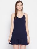 Women's Navy Blue Knitted Baby Doll Nightdress