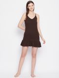 Women's Brown Knitted Baby Doll Nightdress