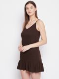 Women's Brown Knitted Baby Doll Nightdress