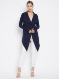 Women's Navy Blue Cotton Knitted Shrugs
