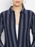 Women's Blue and Grey Cotton Blend Knitted Shrugs