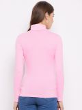 Women's Pink Blue Cotton Lycra High Neck