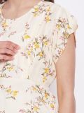 Women's Beige Floral Printed Rayon Magerntiy Dress
