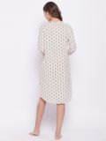Women's Off White Floral Printed Rayon Nightdress