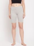 Grey Melange Cotton Lycra Women's Lounge Shorts