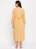 Women's Yellow Printed Rayon Maternity Dress(3591)