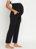Black Cotton Lycra Women's Maternity Pajama