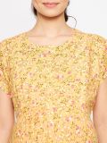 Yellow and Red Floral Printed Rayon Women's Maternity Dress
