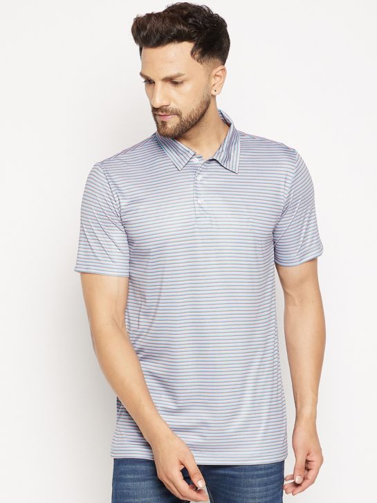 Men's Polo Collar Multicolor Polyester Short Sleeves T-shirt
