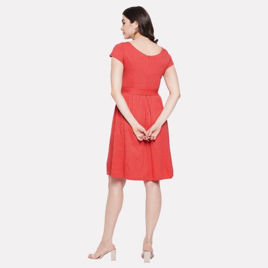 Women Fit and Flare Red Dress