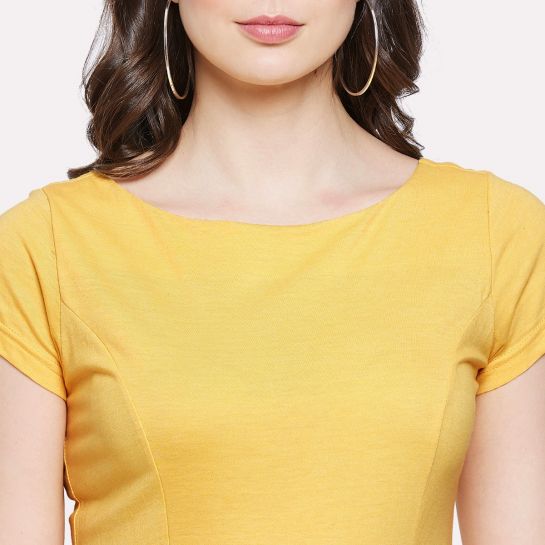Women Fit and Flare Yellow Dress