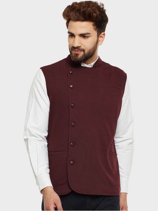 Men's Brown Cotton Knitted Waistcoat