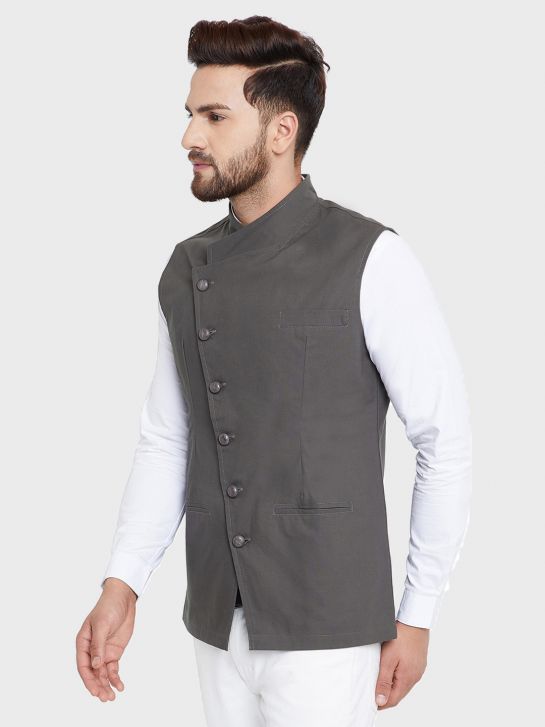 Men's Grey Cotton Waistcoat