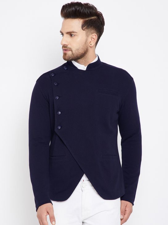 Men's Navy Blue Cotton Blazer