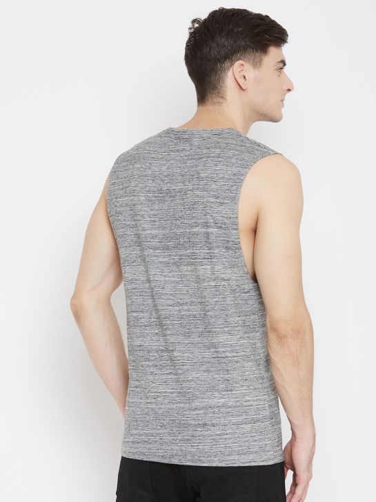 Men's Grey Slub Cotton Muscle T-Shirt