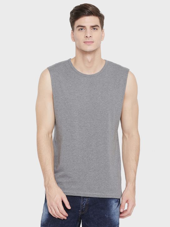 Men's Charcoal Melange Cotton T-Shirt