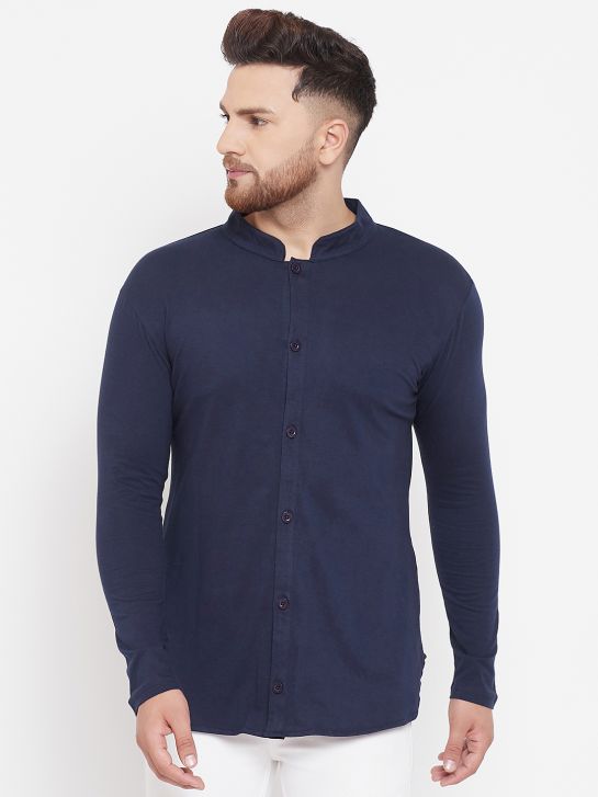 Men's Navy Blue Cotton Shirt