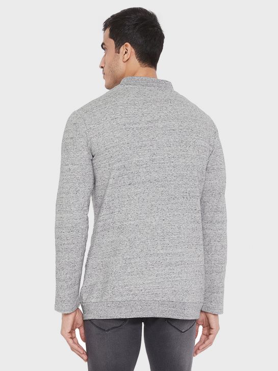 Men's Grey Melange Cotton Fleece Sweatshirt