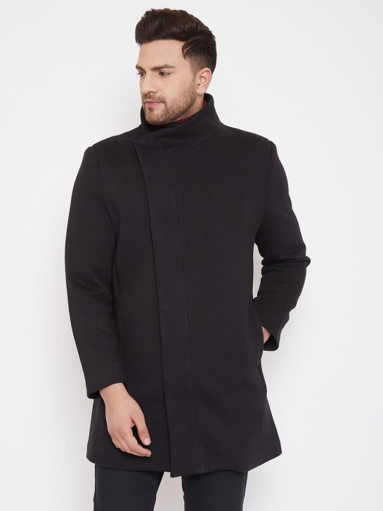 Black Knitted Men's Long Coat