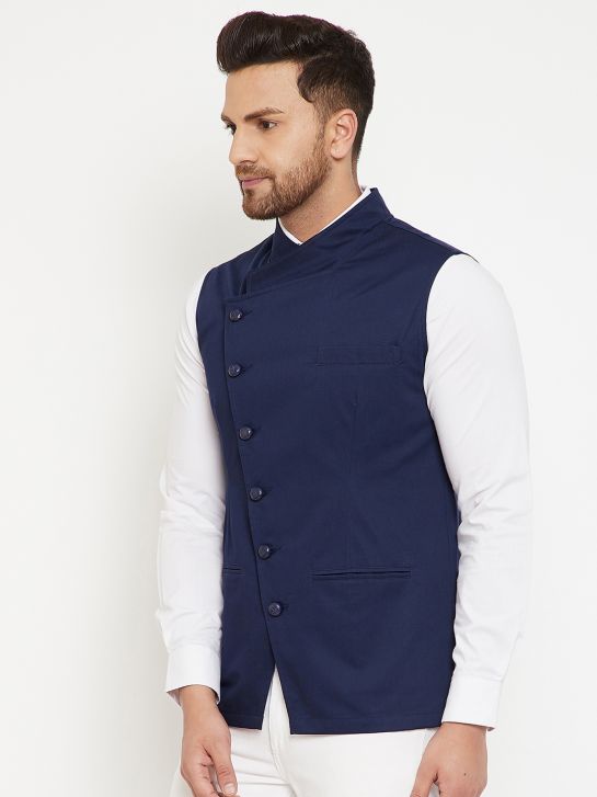 Men's Navy Blue Cotton Waistcoat