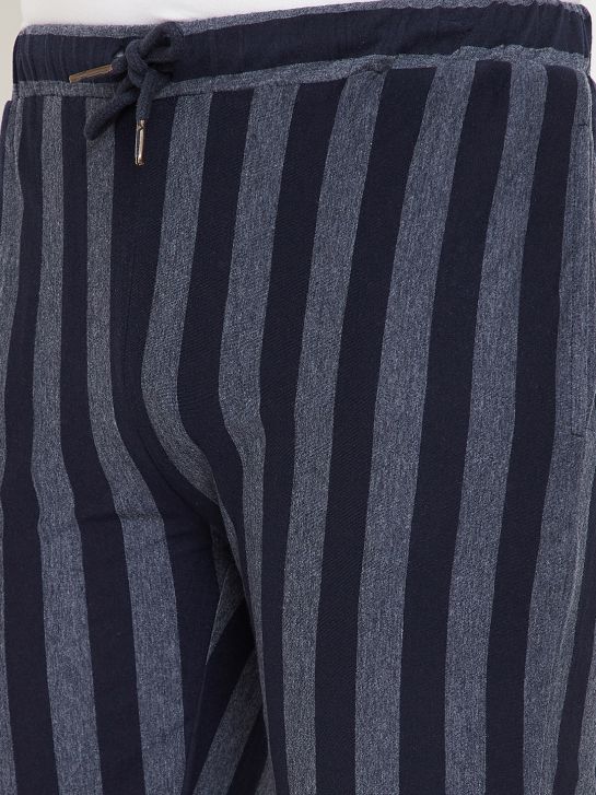 Men's Blue and Grey Stripe Cotton Pajama