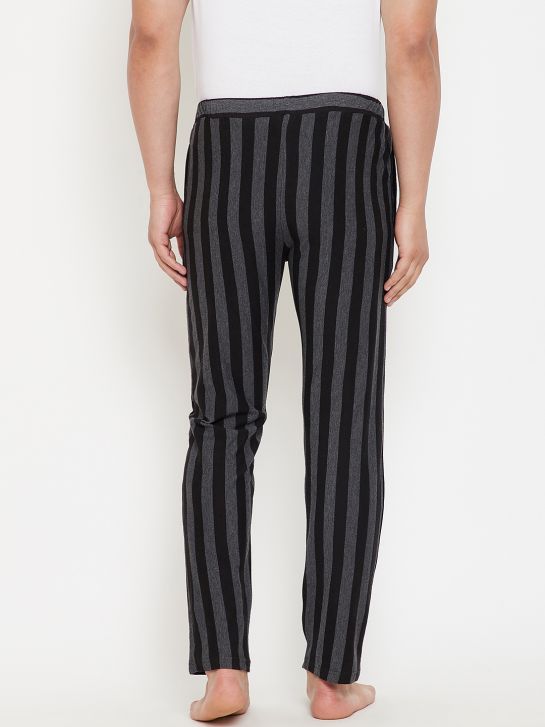 Men's Black and Grey Stripe Cotton Pajama