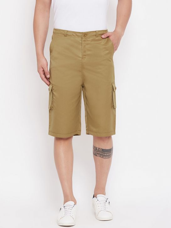 Men's Khaki Poly-cotton Shorts