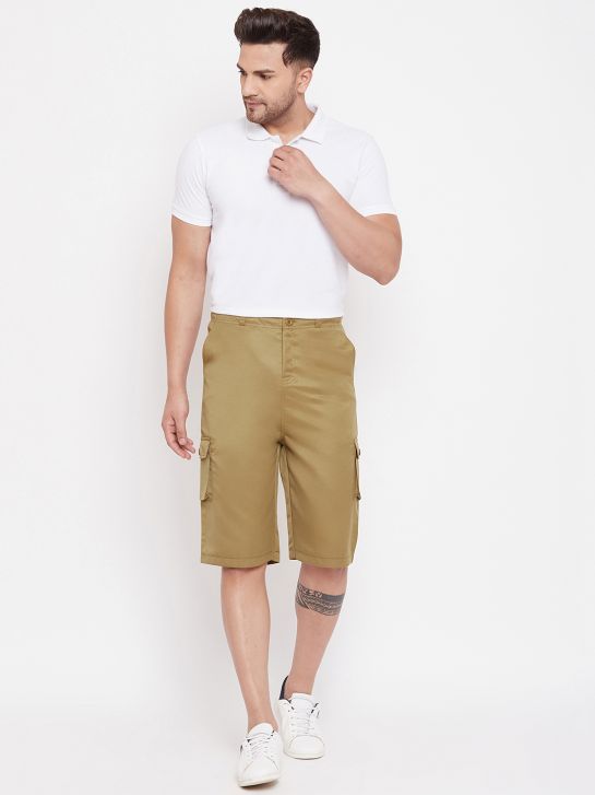 Men's Khaki Poly-cotton Shorts