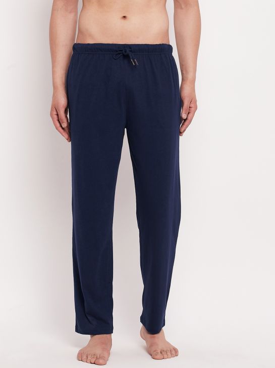 Men's Navy Blue Cotton Knitted Pajama