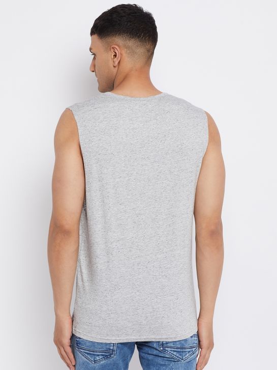 Men's Grey Melange Cotton Muscle T-shirt