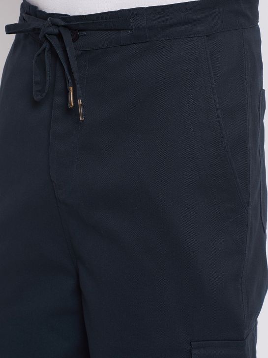 Men's Navy Blue Cotton 3/4th Shorts
