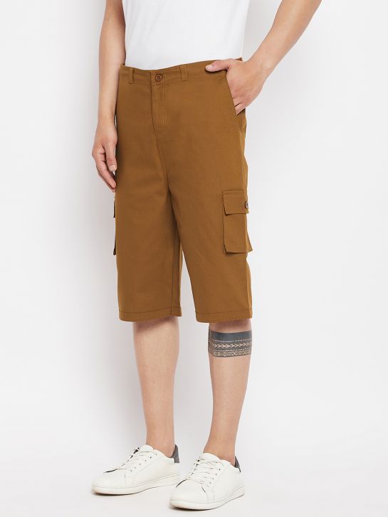 Men's Mustard Cotton Twill Shorts