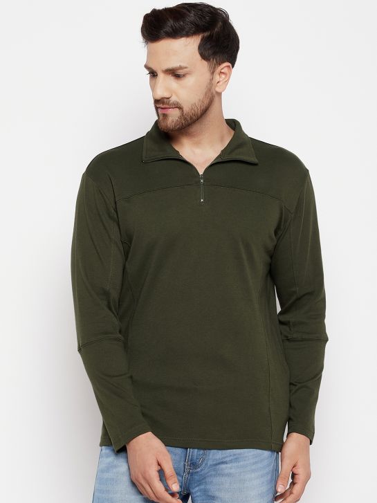 Green Cotton Men's Polo T-shirt