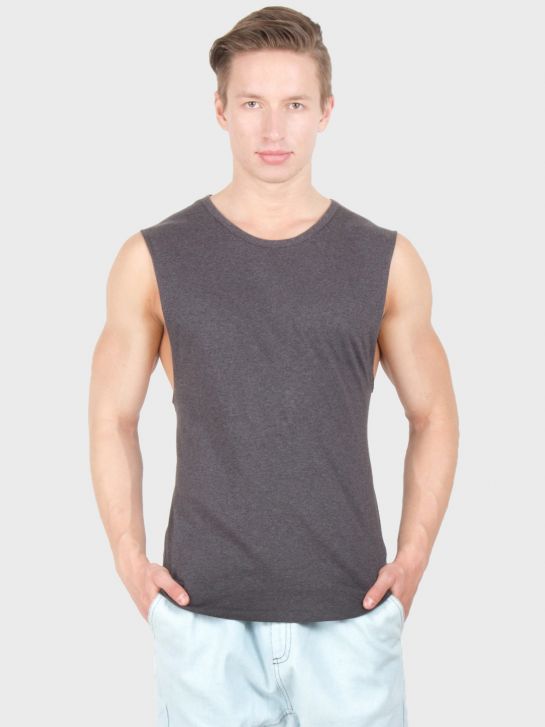 Men's Grey Cotton Muscle T-Shirt 