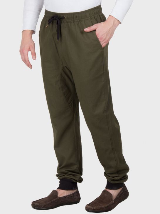 Men's Green Cotton Track Pants 