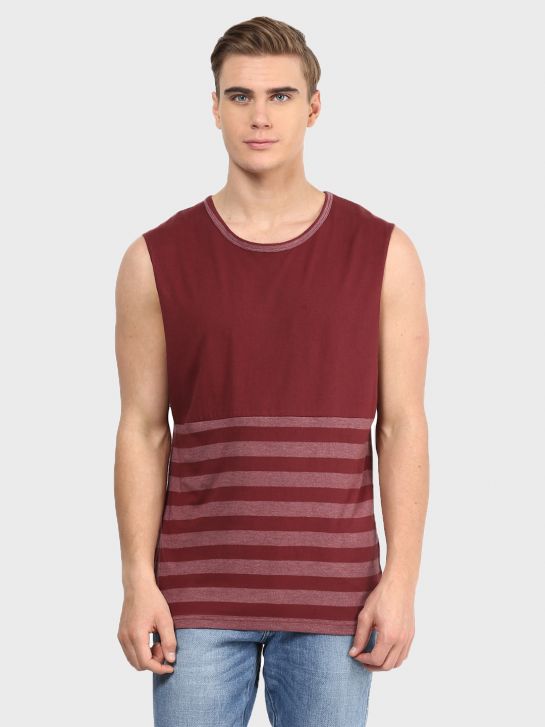 Men's Maroon Cotton Muscle T-shirt(592)