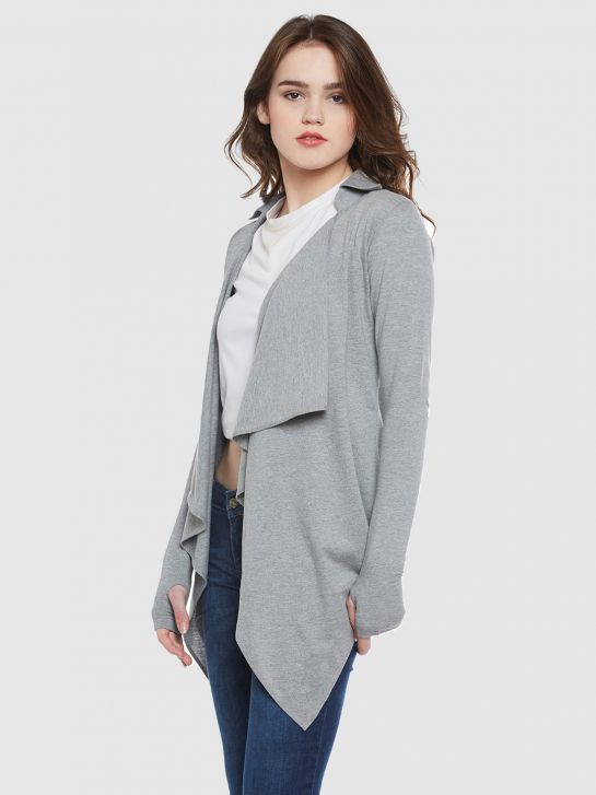 Grey cotton shrug for women 