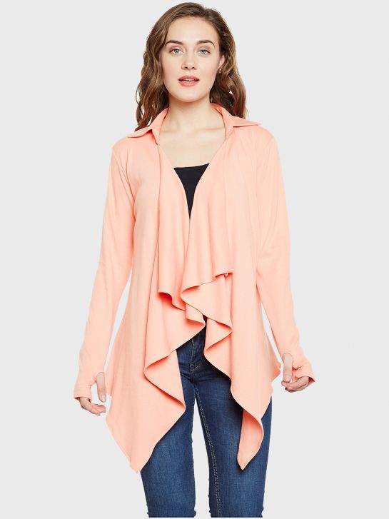Women's Dusty Pink Solid Open Front Shrug
