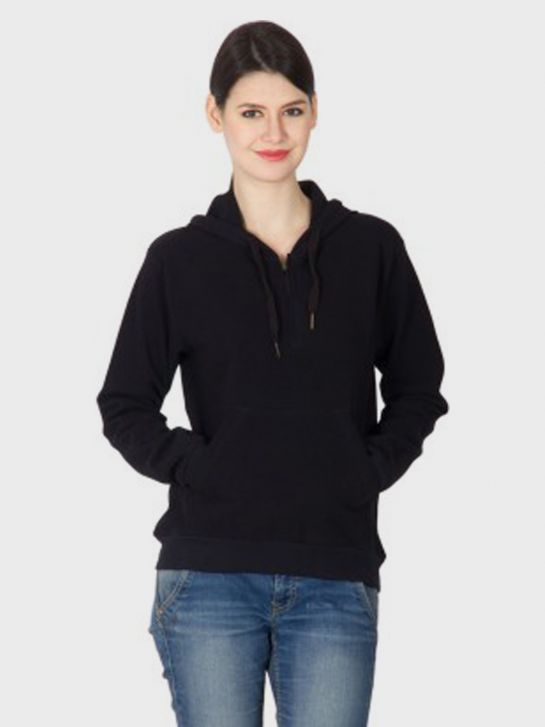 Women's Black Fleece Hooded Sweatshirt (HYPW0214)