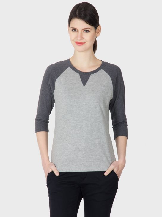 Women's Grey Cotton T-shirt (HYPW0233)