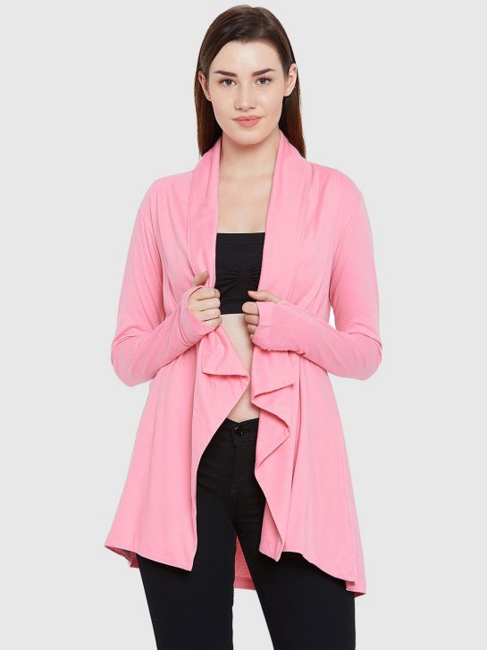 Women's Pink Cotton Shrug(HYPW02342)