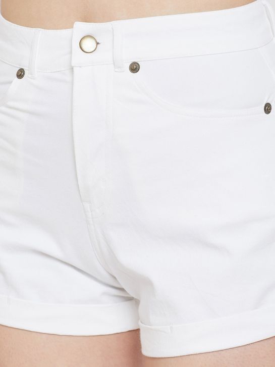 Women's White Cotton Shorts