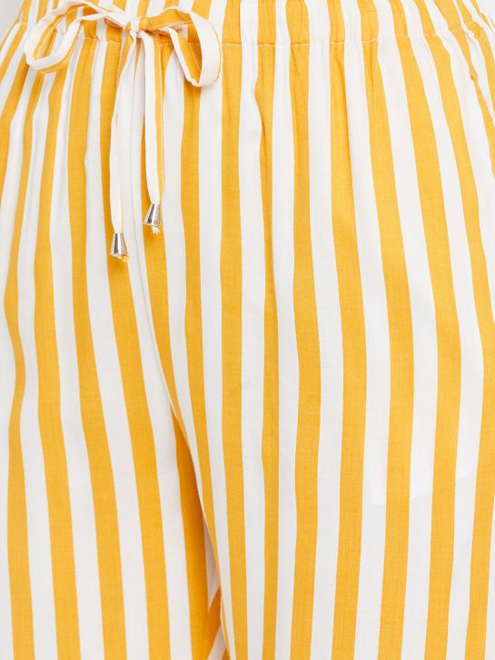 Women's Yellow and White Stripe Rayon Pajama